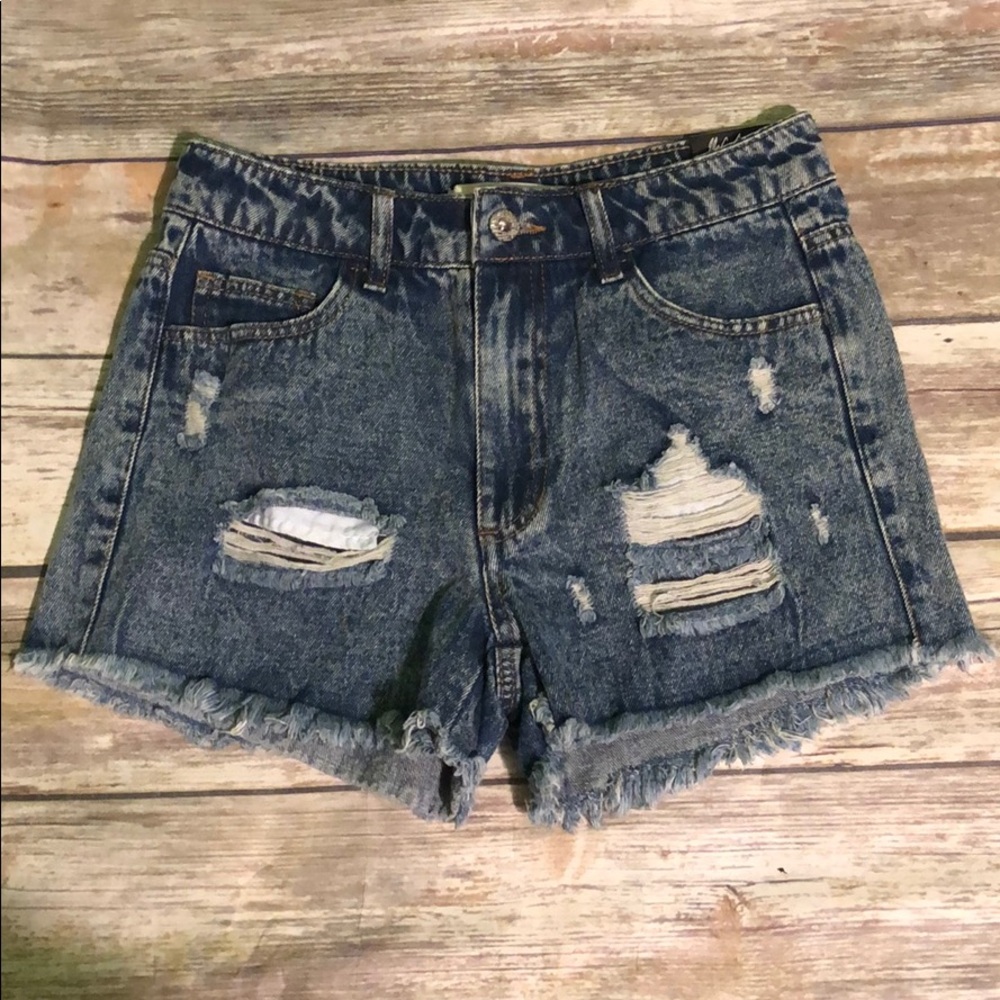 Denim Highwaisted Distressed Shorts